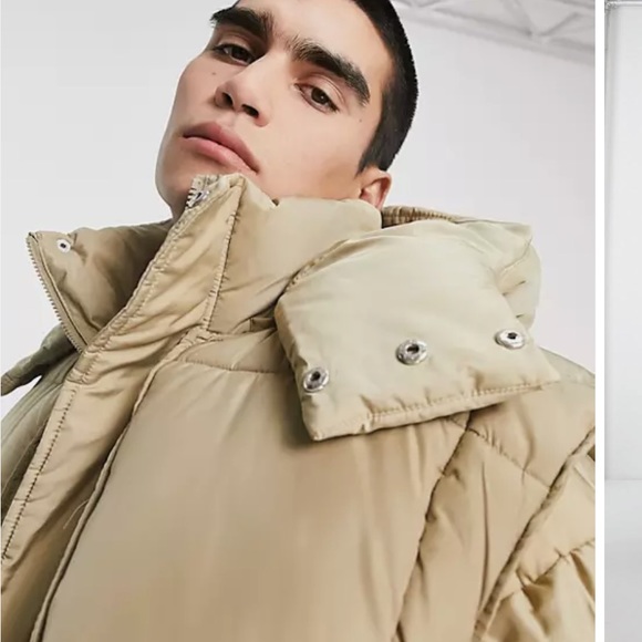 UNISEX Beige Collusion Puffer Jacket - Picture 4 of 4